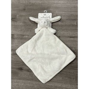 New So Dreamy White Bunny Baby Security Blanket Lovey Embroidered Eyes P…